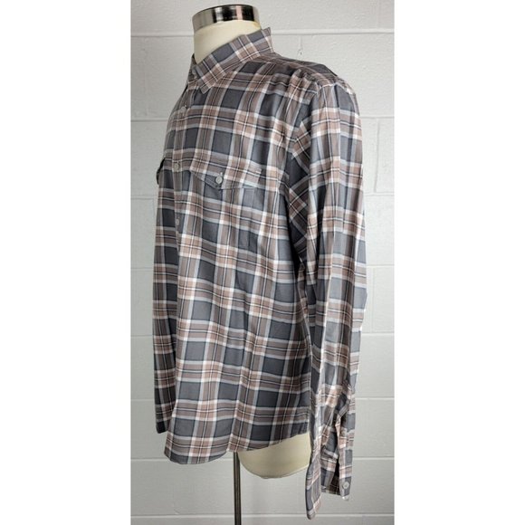 UNTUCKit Mens Belleruche Gray‎ Brown Plaid Cotton Button Front Shirt XXL - Picture 5 of 9